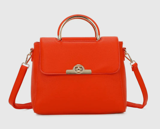 Retro Front Clasp Opening Top Handle Bag Orange