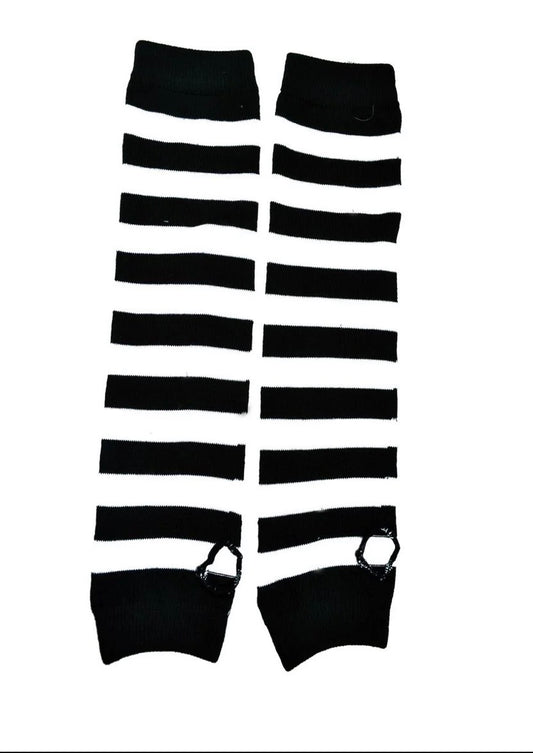 Stripe Knit Armwarmers White/Black