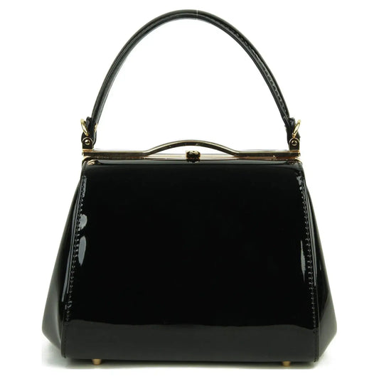 Classic Patent Faux Leather Handbag Black