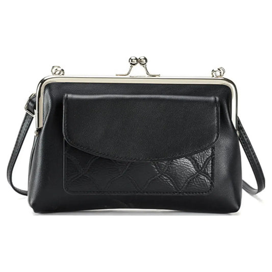 Vintage Front Pocket Shoulder Bag Black