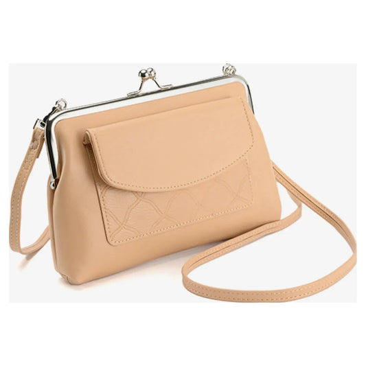 Vintage Front Pocket Shoulder Bag Beige