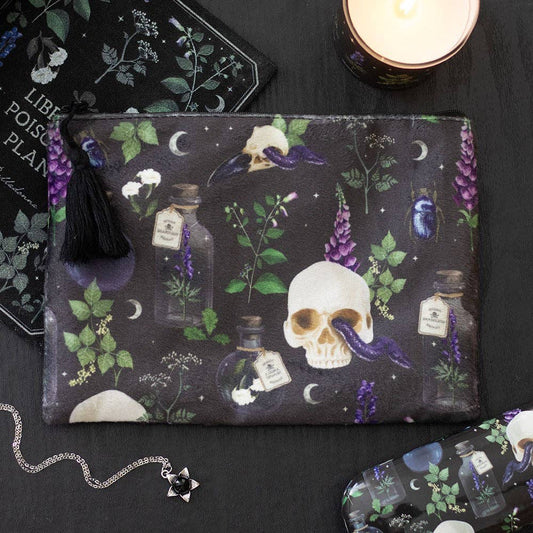Venom & Vines Gothic Skull Print Makeup Bag