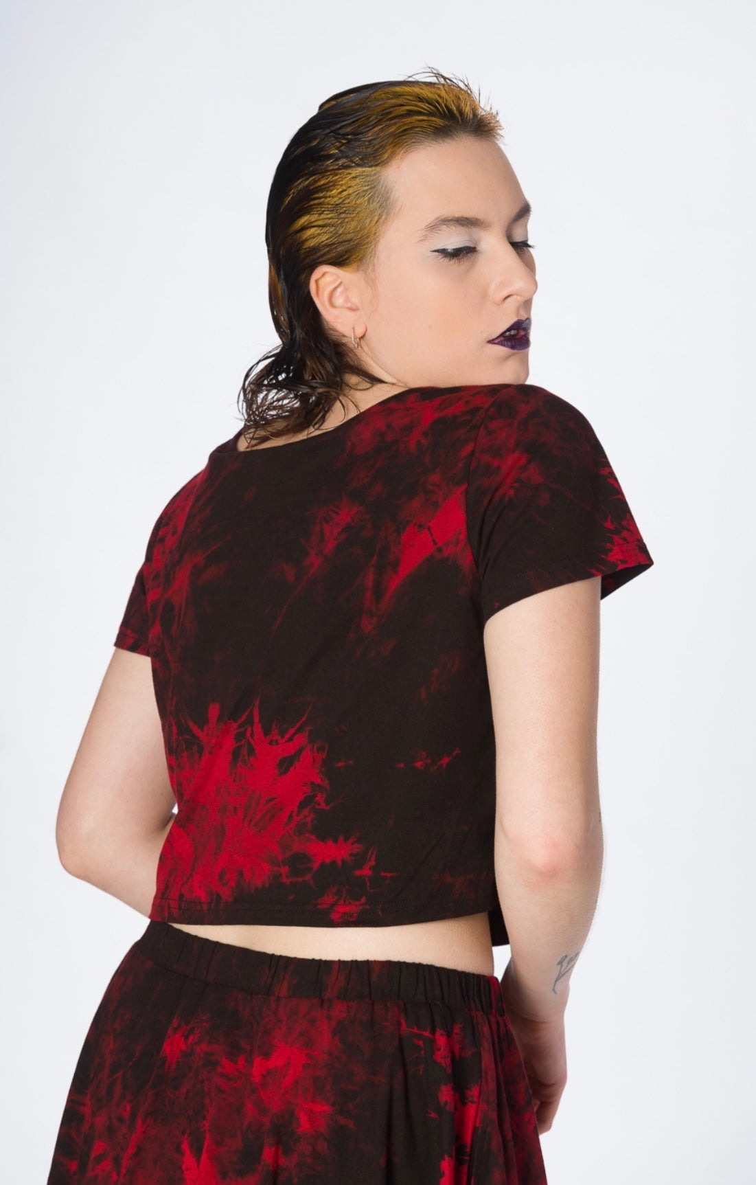 Red tie dye crop top