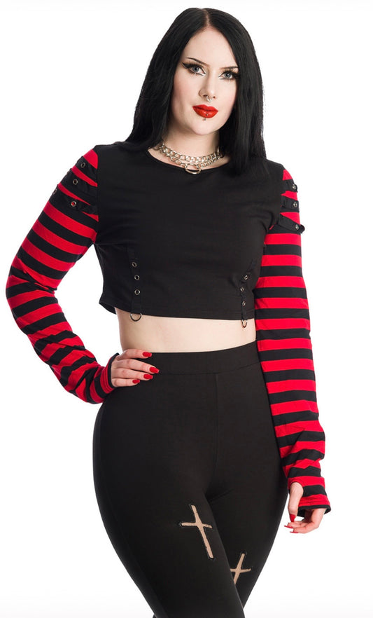 Lycoris Red Striped Crop Top