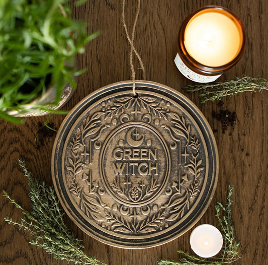 Terracotta Green Witch plaque