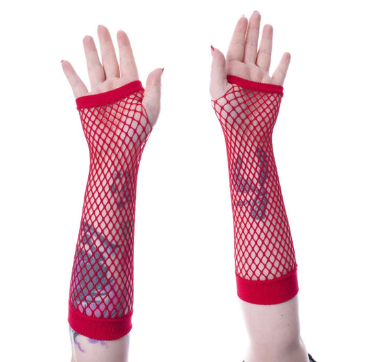 Andar Fishnet Gloves Red