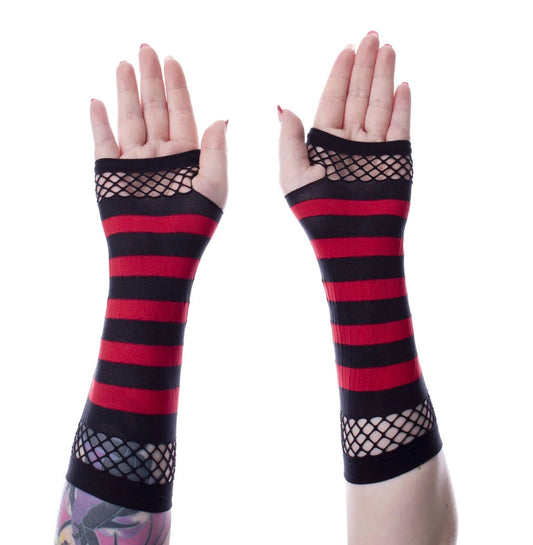 Striped Mesh Gloves Black/Red