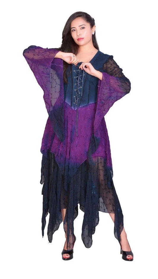Purple Floaty Sleeve Dress