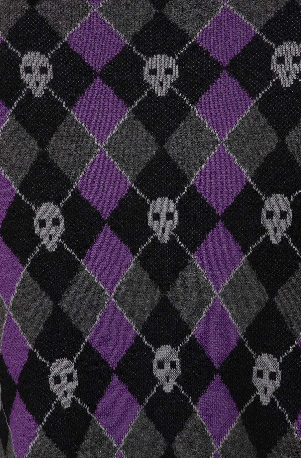 Skull Argyle crop Jumper Purple