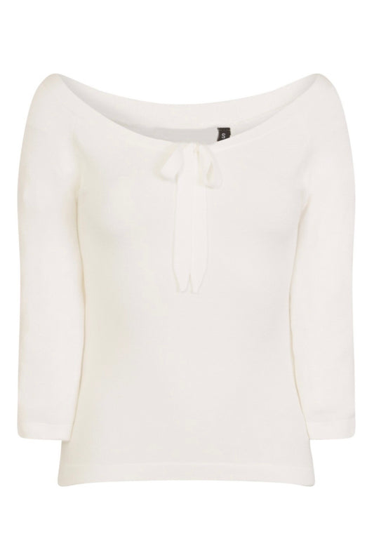 Pretty Illusion Fine Knit Top Off White