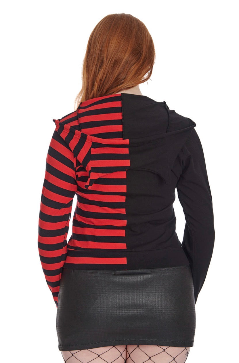 Shiori Striped Hoodie Black/Red