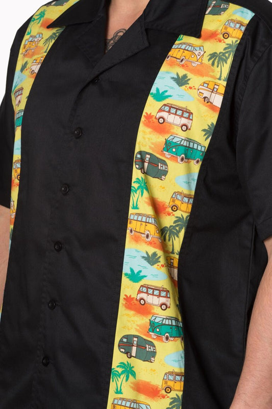 Men's Rockabilly 1950's inspired camper bowling shirt