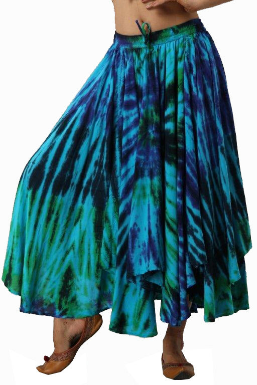 Extremely full Tie Dye elasticated skirt Aqua Turquoise