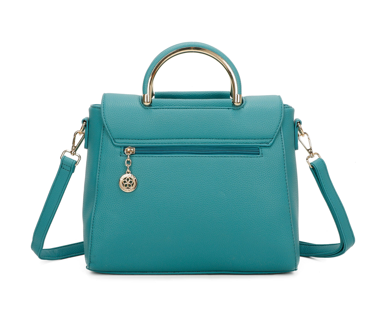 Retro Front Clasp Opening Top Handle Bag Turquoise