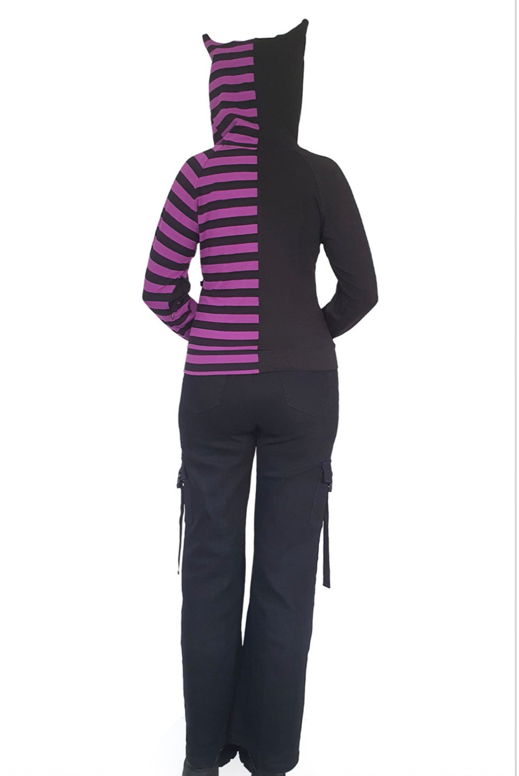 Shiori Striped Hoodie Black/Purple