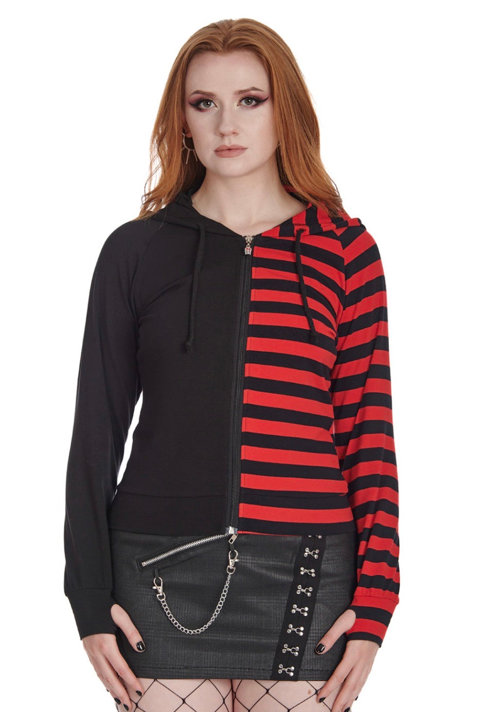 Shiori Striped Hoodie Black/Red
