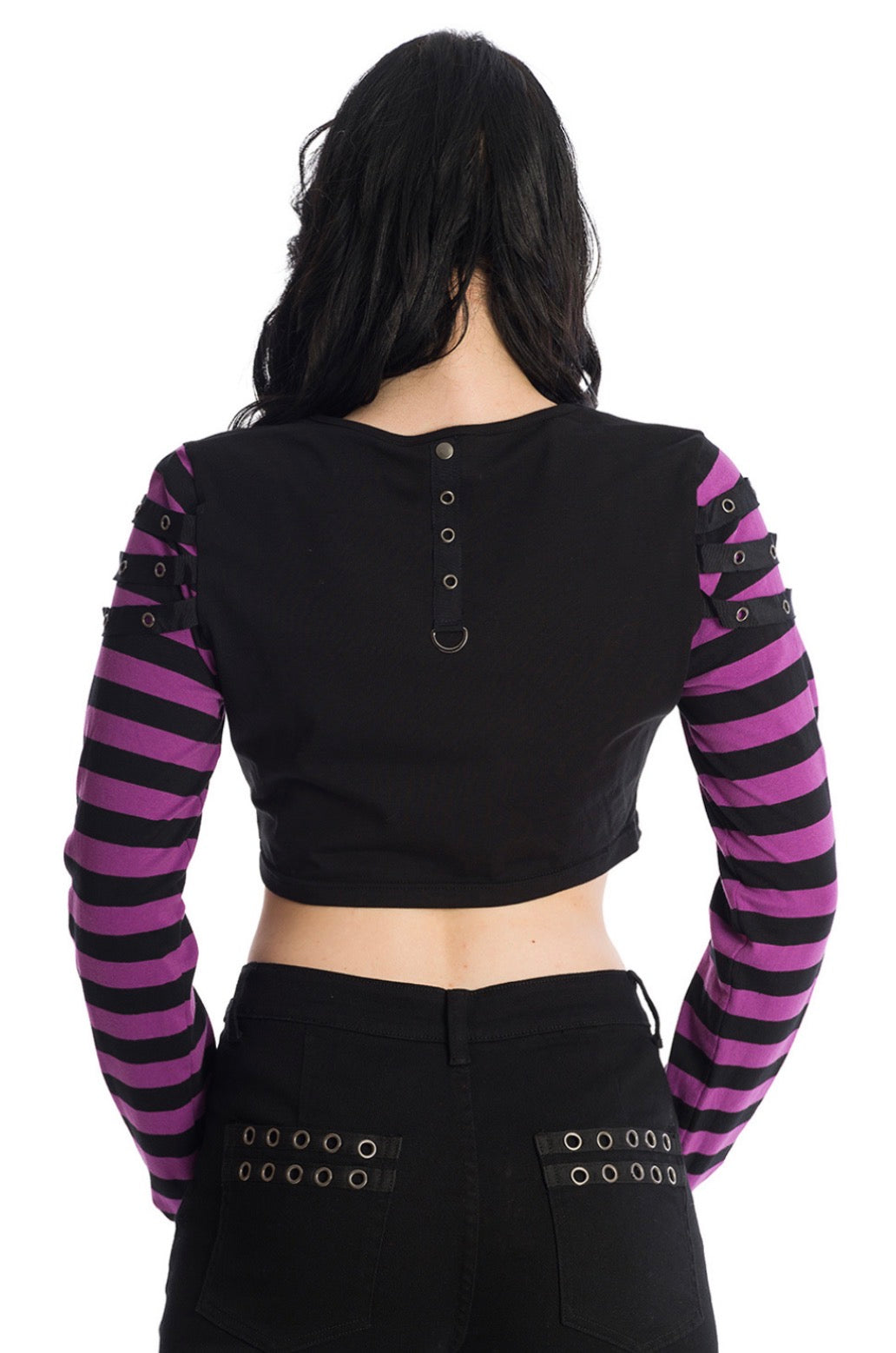 Lycoris Purple Striped Crop Top