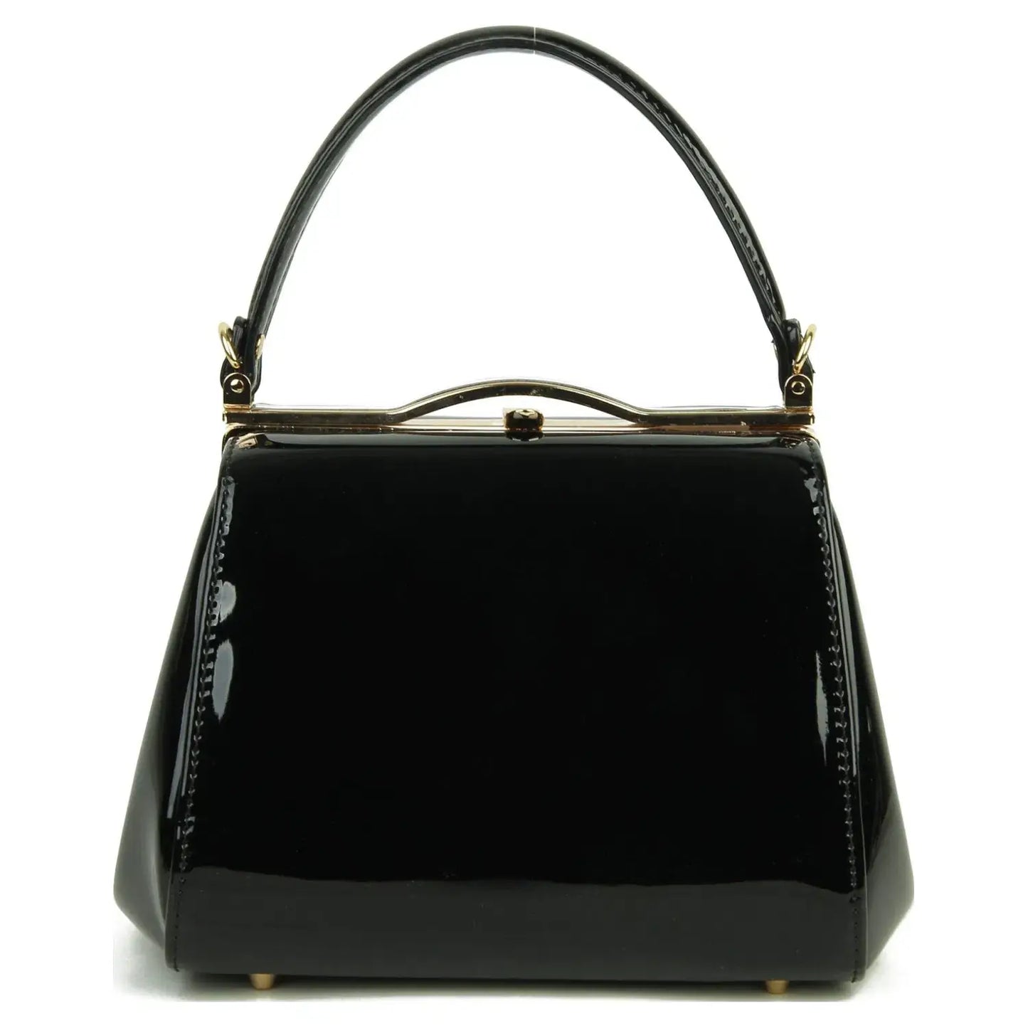 Classic Patent Faux Leather Handbag Black