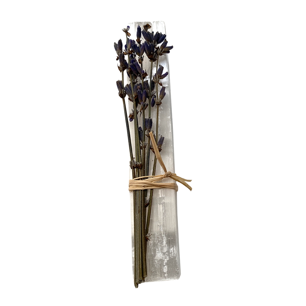 Mini Smudge Cluster, Lavender with Selenite Wand 4"