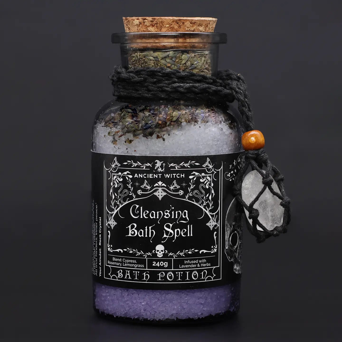 Bath Salt Spell Potion bottle with crystal Amulet