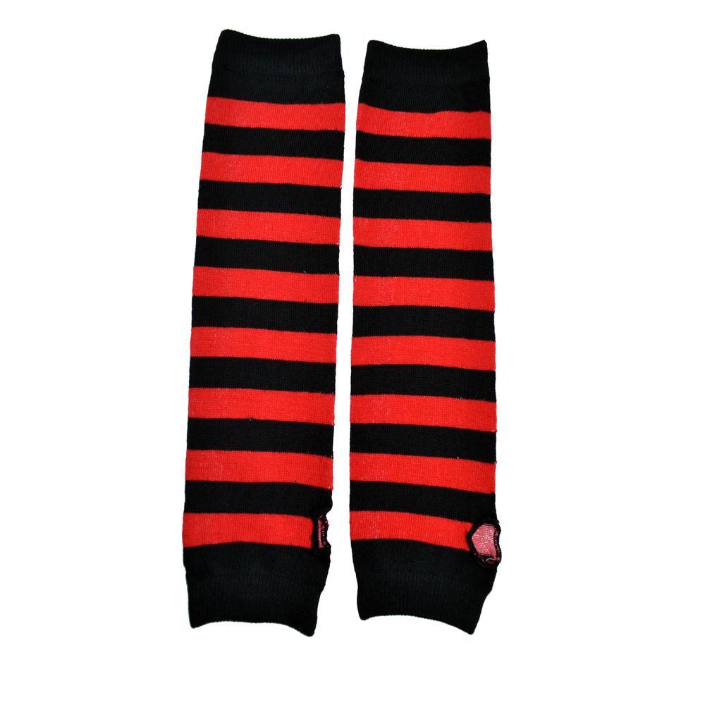 Stripe Knit Armwarmers Red/Black