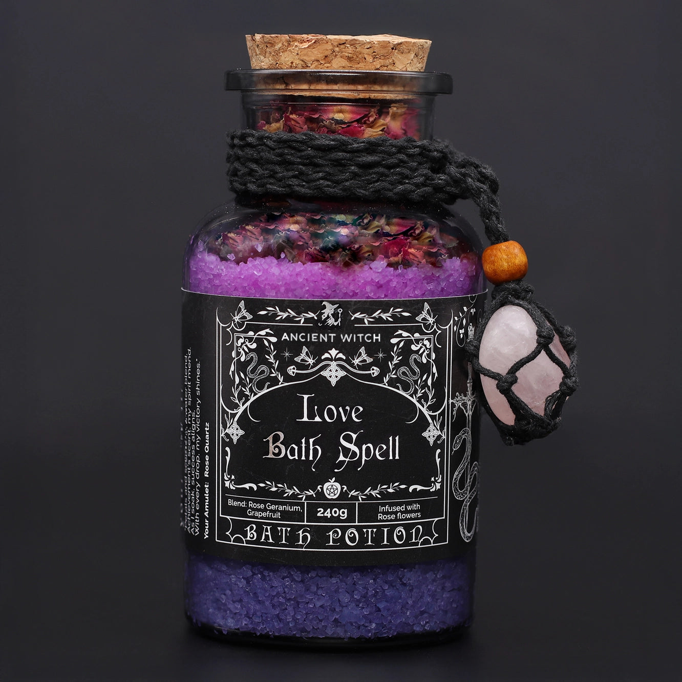 Bath Salt Spell Potion bottle with crystal Amulet