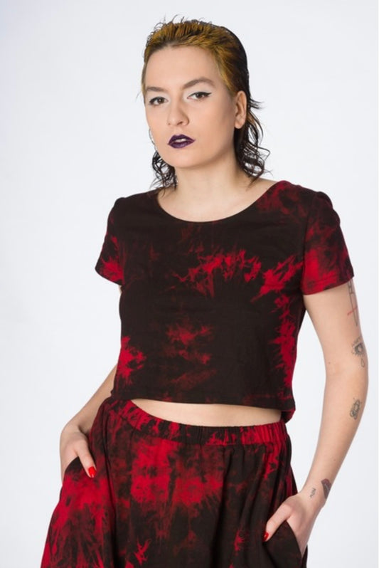 Red tie dye crop top