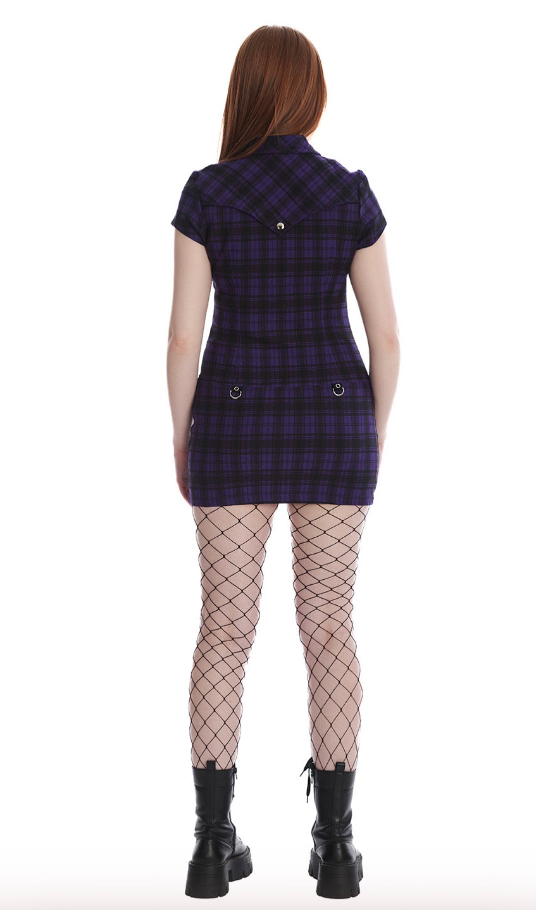 Purple Tartan Night Zip Dress