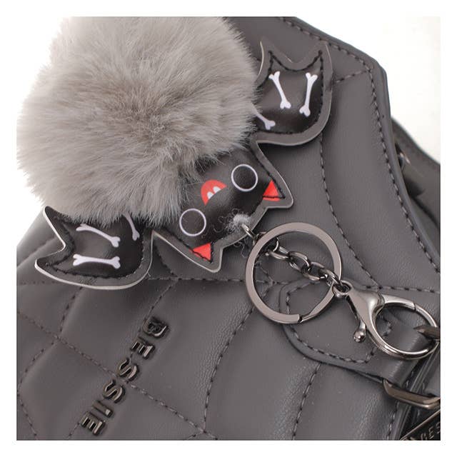 Quilted Spiderweb bag with Bat charm Black