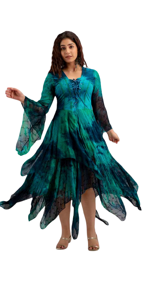 Teal Floaty Sleeve Dress