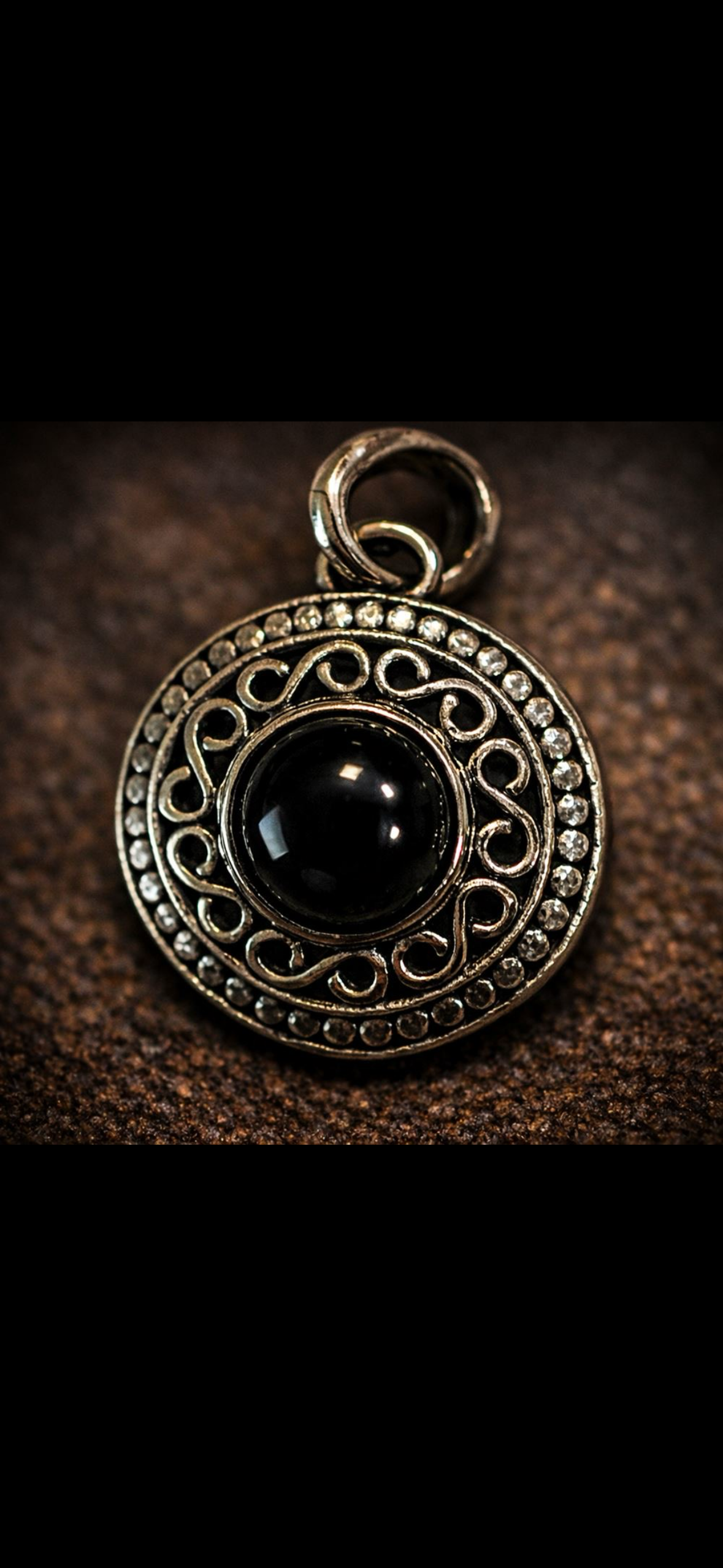 Silver plated onyx pendant