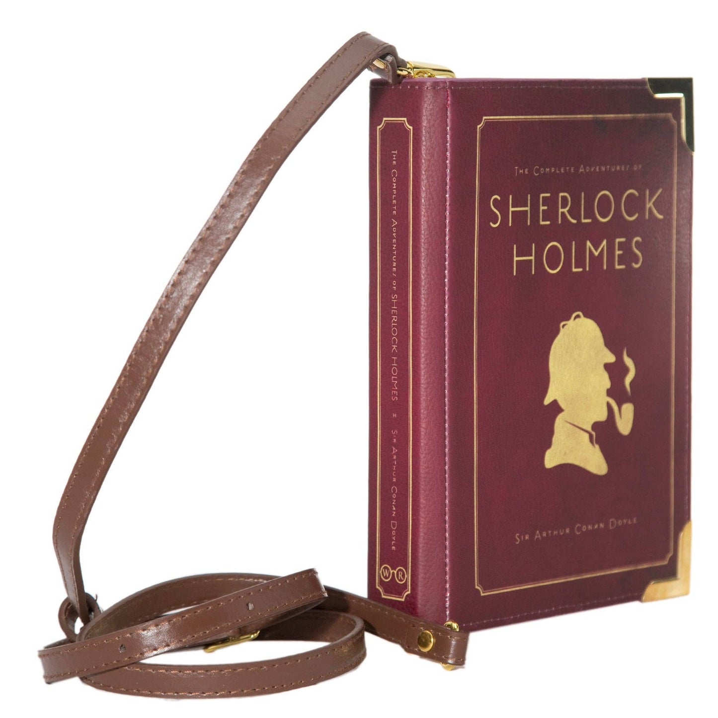 Sherlock Holmes Silhouette Book Crossbody Vegan Handbag Large