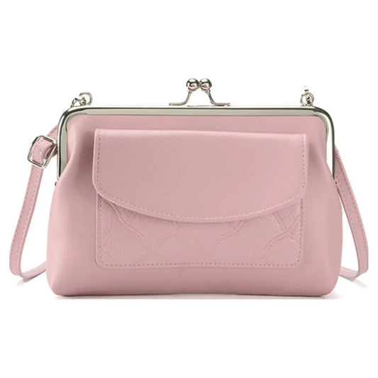 Vintage Front Pocket Shoulder Bag Pale Pink