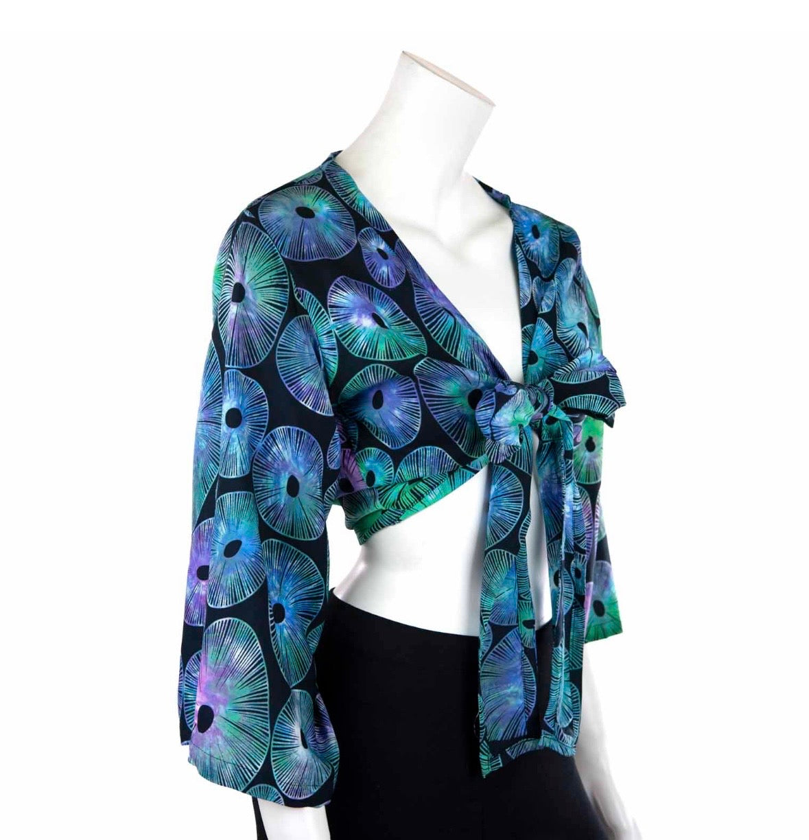 Aqua Coral Tie Top