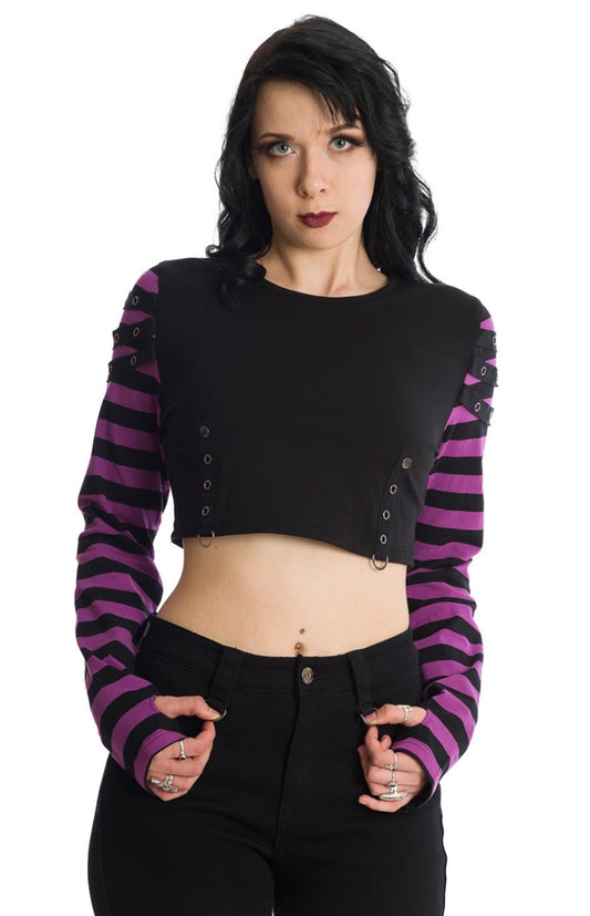 Lycoris Purple Striped Crop Top