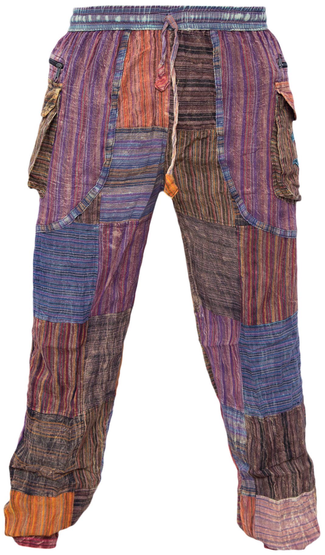 Peace Patchwork Elastic Waist Gypsy Hippie Trousers