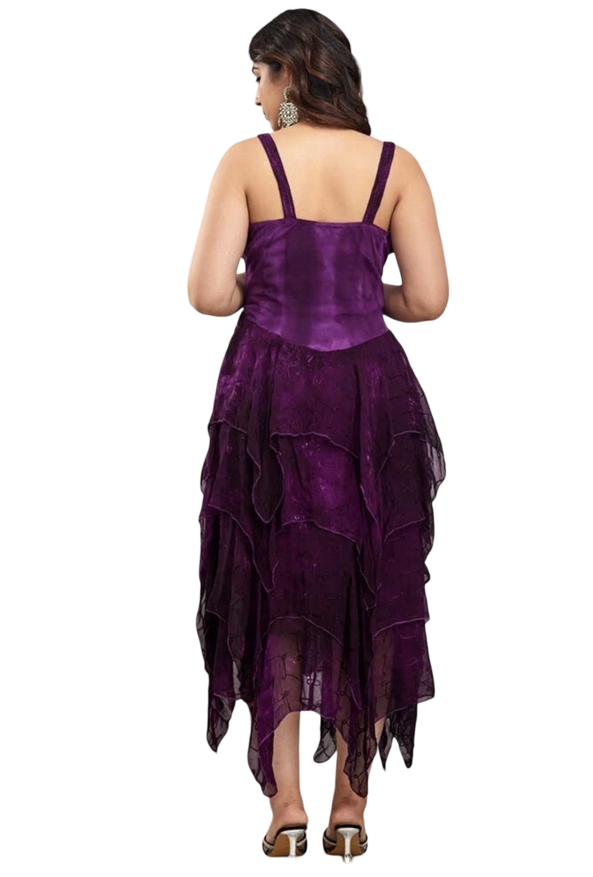 Ribbon Front pixie hem Dress Purple