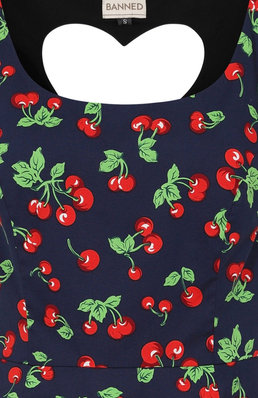 Nora Heart cut out Cherry swing dress cotton