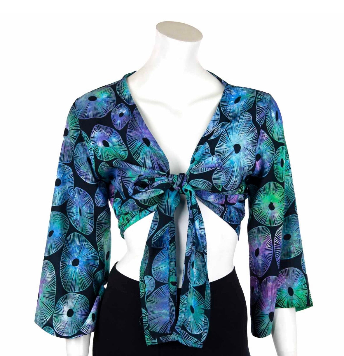 Aqua Coral Tie Top