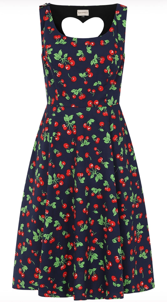 Nora Heart cut out Cherry swing dress cotton