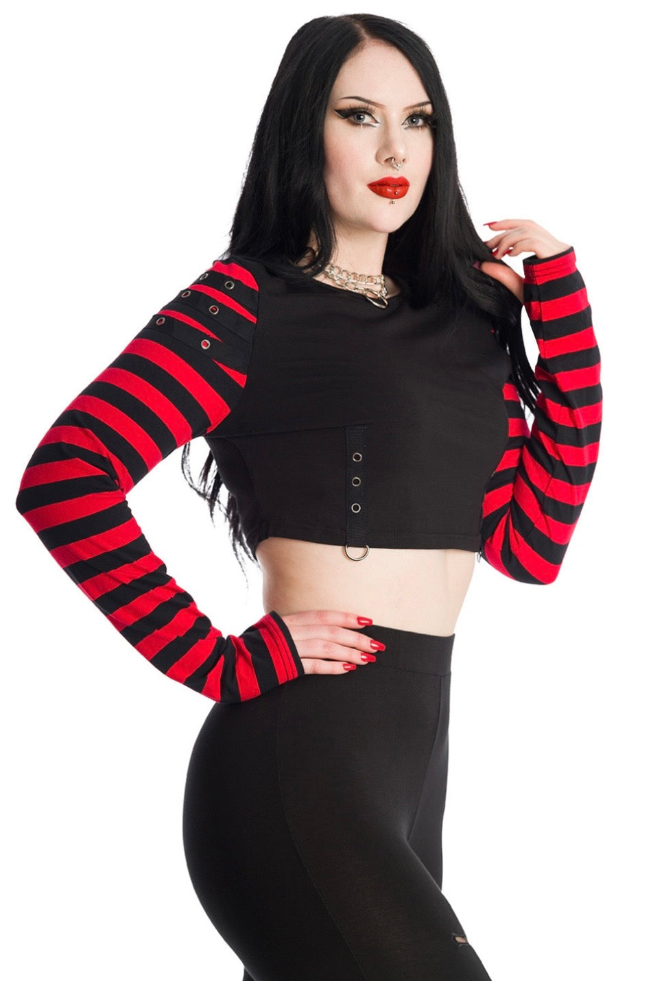 Lycoris Red Striped Crop Top