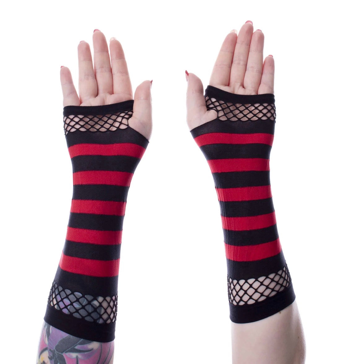 Striped Mesh Gloves Black/Red