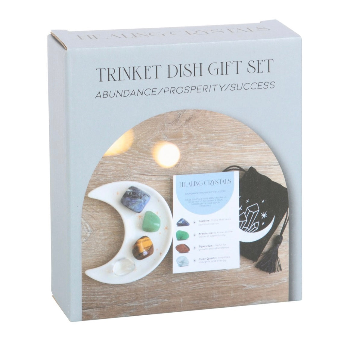 Success Crystal healing set with Moon Trinket dish.