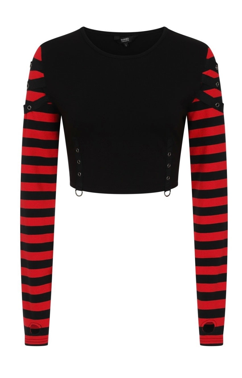 Lycoris Red Striped Crop Top