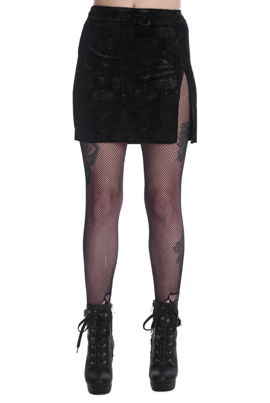 Chandelier print Velvet mini skirt
