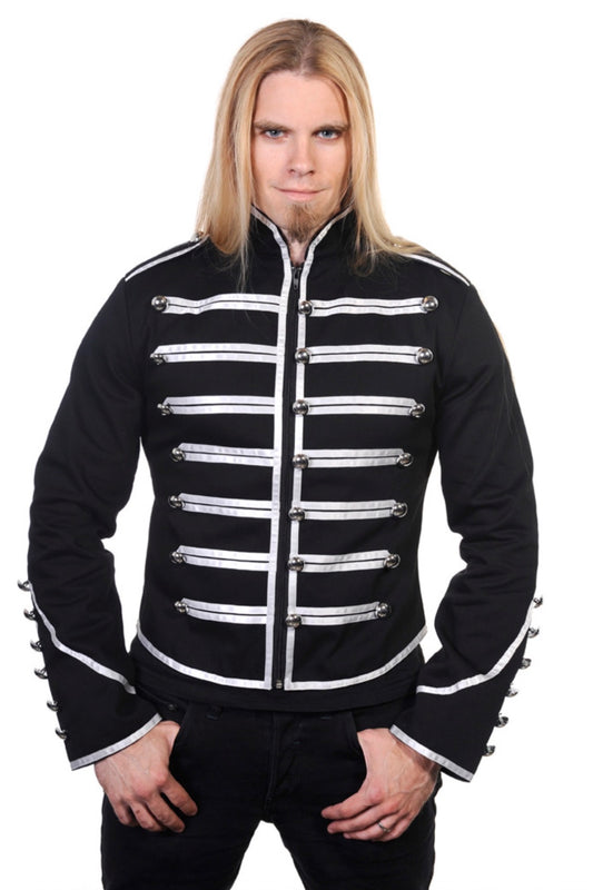 Military Drummer Jacket Black & Silver
