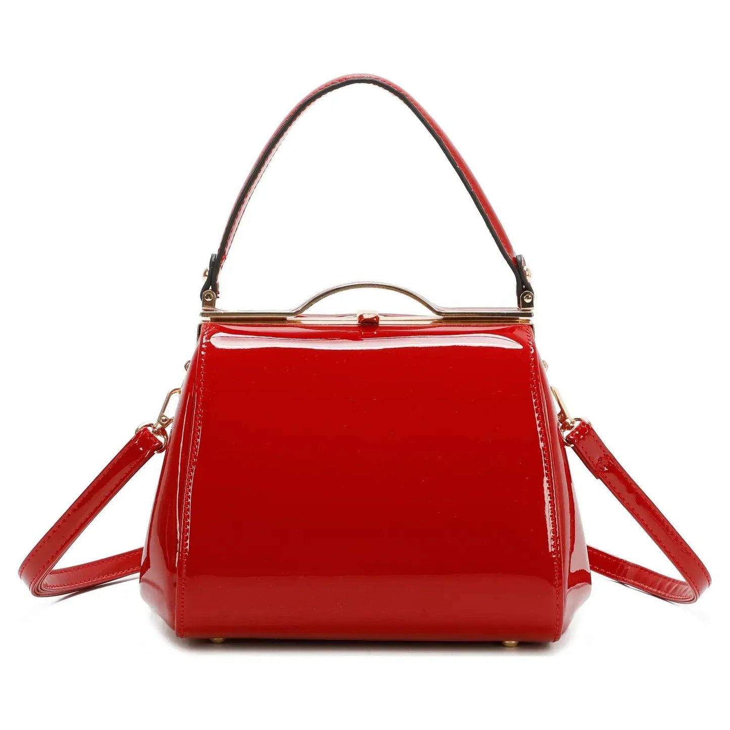 Classic Patent Faux Leather Handbag Red