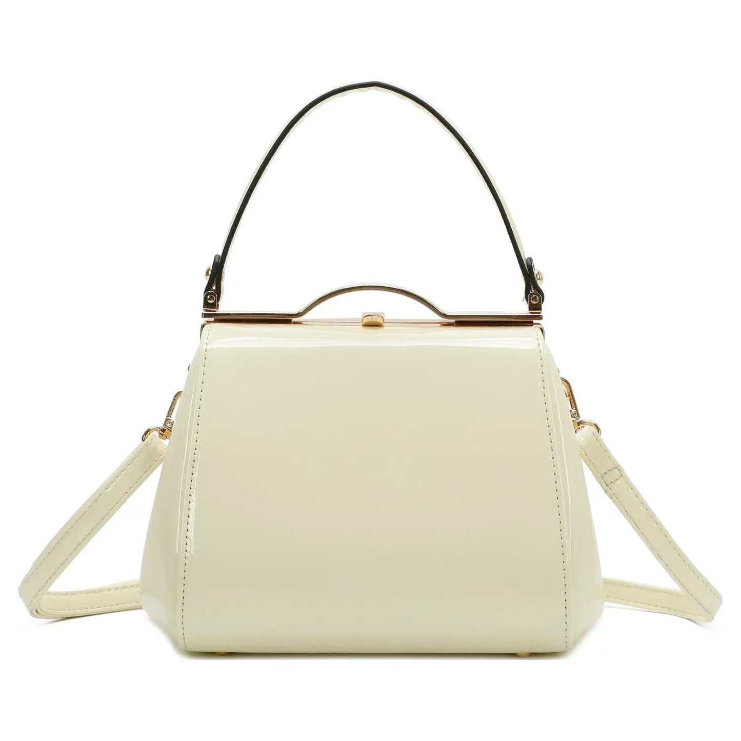 Classic Patent Faux Leather Handbag Cream