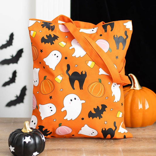Sweet and Spooky Ghost Halloween Print Polycotton Tote Bag