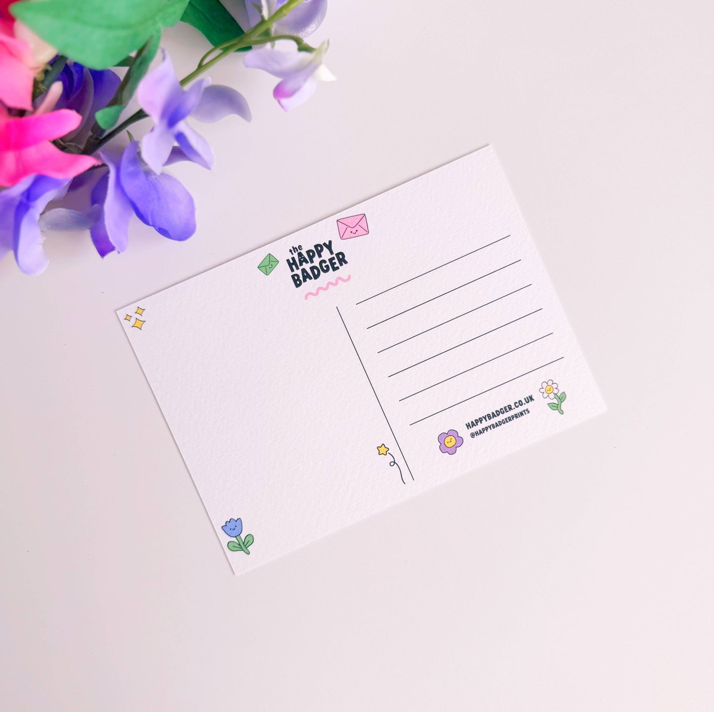 Cute Hedgehog Postcard | Pink Gingham Strawberry Postcard
